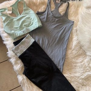 Victoria’s Secret pink Capri legging sport bra set